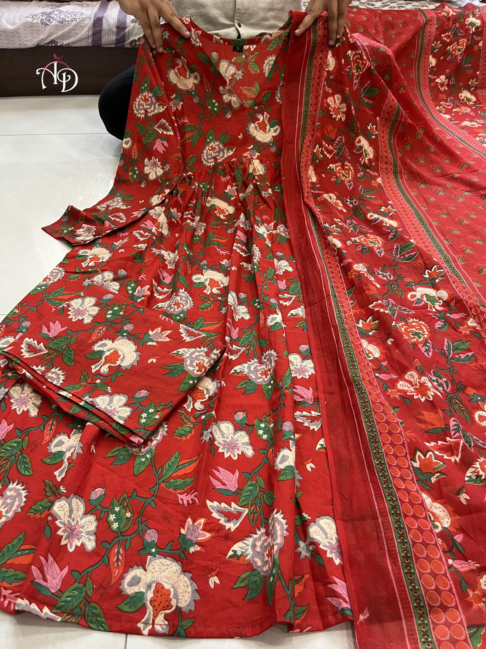 Akshar Printed Pure Cotton Kurti With Bottom Dupatta Wholesale Clothing Distributors In India
